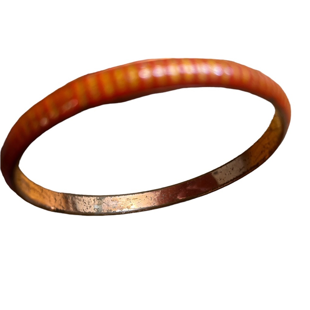 Vintage Renoir Matisse Orange Enamel Copper Bracelet - Picture 5 of 6